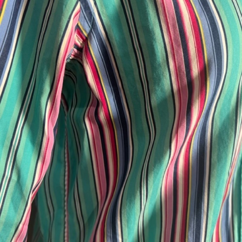 Ralph Lauren Lauren Womens Blue Pink Stripped Button Down Mid Sleeve Size Medium - Picture 3 of 6